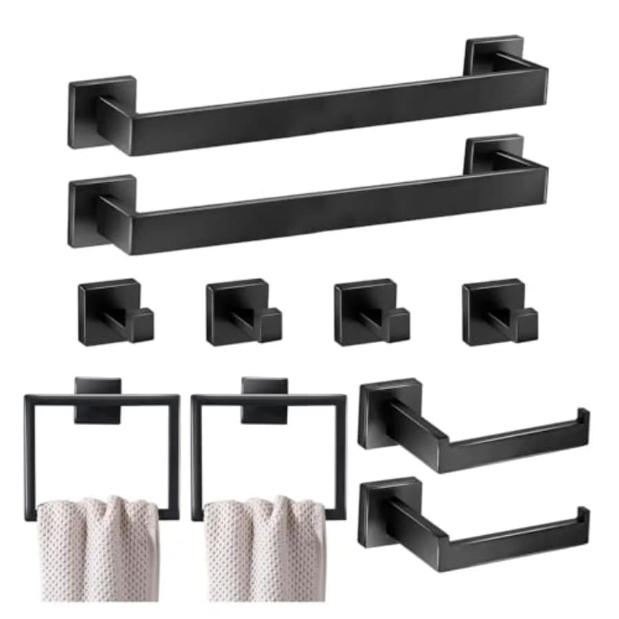 Set di Accessori per Bagno da Parete, Porta Asciugamani Nero Opaco, Porta Carta Igienica in Acciaio Inossidabile