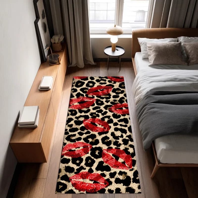 Carpet runner red lips leopard Abstract Love Valentine's Day Carpet for home decoration with romantic Valentine's Day atmosphere