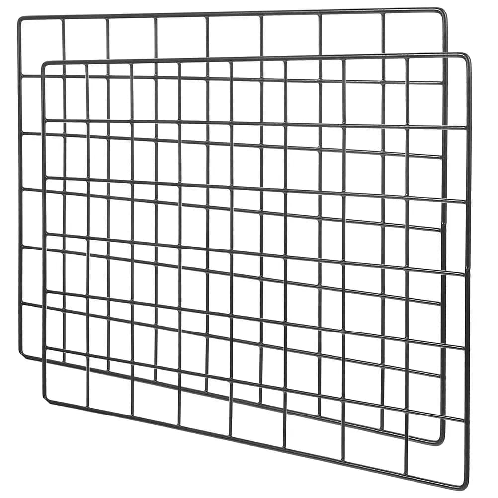 Metal Grid Wall Panels Photo Display Organizer 2 Pack Black Iron Mesh Boards for Home Office Decor