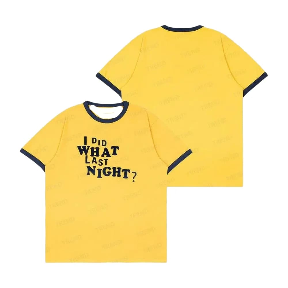 TXT Merch Yellow "I Did What Last Night" Unisex T-shirt Idol Style T-shirt Summer Outdoor Casual Breathable Y2k Family Matching