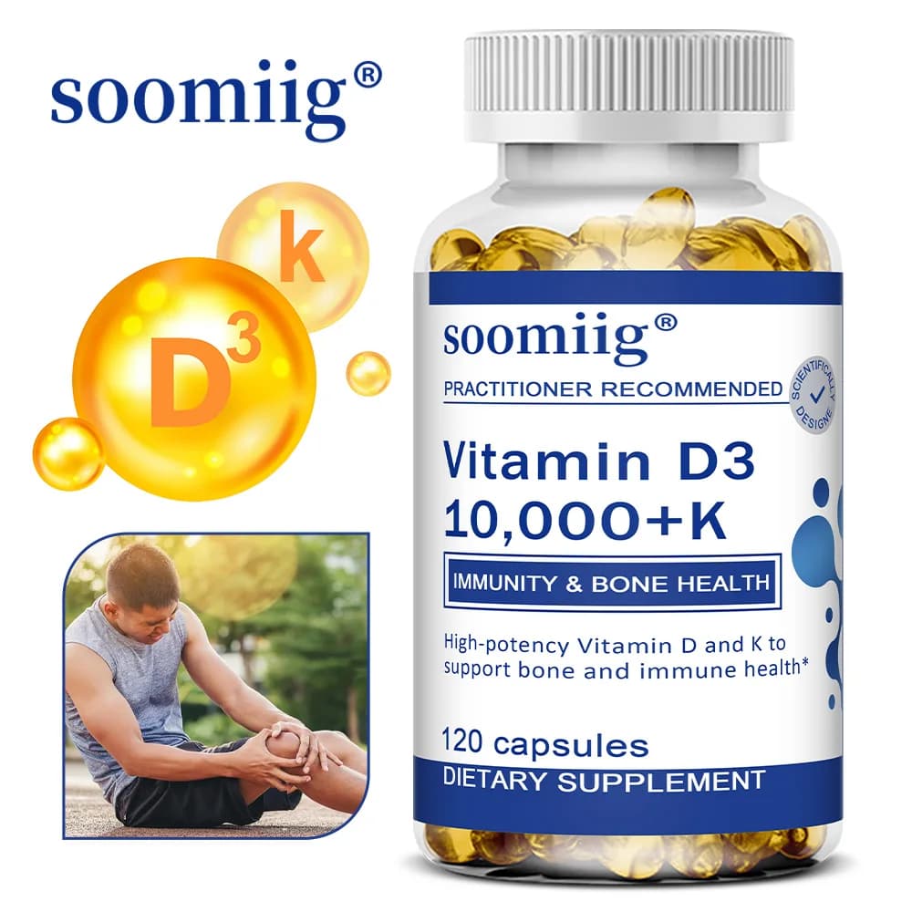 Vitamin D3 + K - Supplement for immune support, bone and heart health, vitamin D with MK-7 (vitamin K2), non GMO, gluten-free