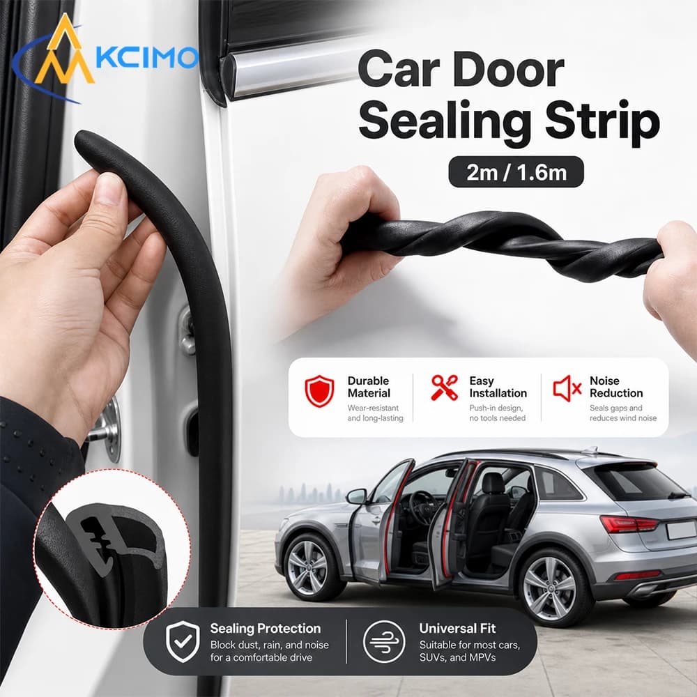 1.6M / 2M EPDM Rubber B-Pillar Weatherstrip, Universal Car Door Edge Seal Strip, Soundproof Dustproof Moistureproof Car Gap Seal