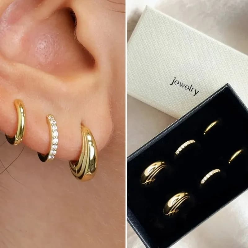 3 pairs of stainless steel earrings female earrings fashion simple circle punk earrings pierced jewelry