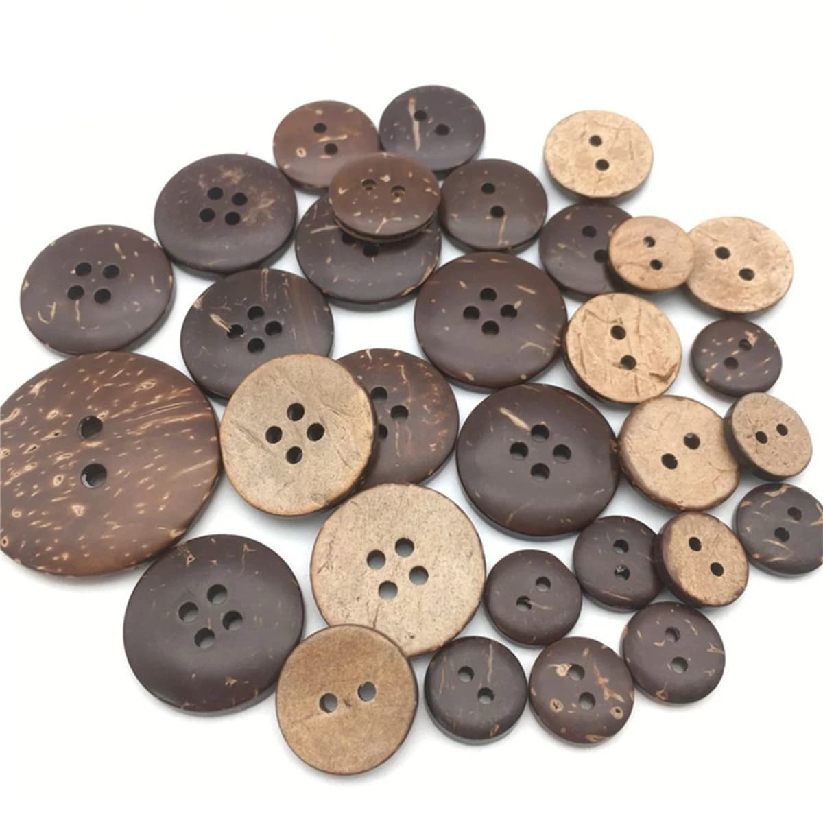 20/50 bottoni naturali in guscio di cocco, bottoni rotondi a 4 fori/2 fori, utilizzati per abbigliamento, artigianato fai da te, decorazione di scarpe, cappelli e borse