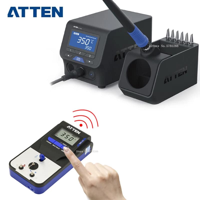 ATTEN ST-1090 High Precision Digital Thermometer Temperature Tester for Weldering Tips + 10 Lead-Free Sensors