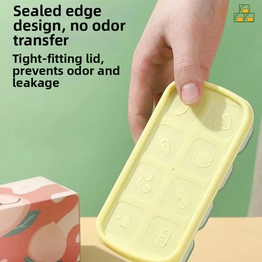 Nuovo Stampo per Ghiaccio in Silicone di Grado Alimentare con Coperchio, Scatole Porta Ghiaccio con Motivi Cartoon, Stampo per Cubetti di Ghiaccio a 8 Scomparti per Uso in Cucina