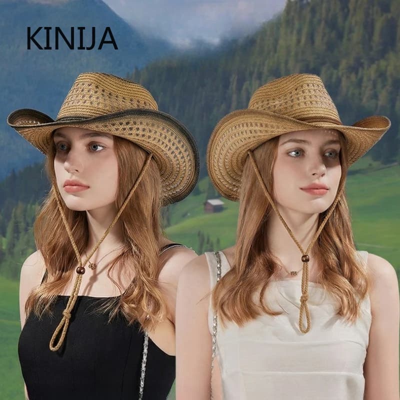 Breathable braided denim straw hat with windproof strap, for women and men, for outdoors, beach, sun protection, holiday gift