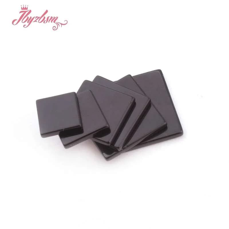 Agate nere quadrate doppio aereo Cabochon cupola Flatback perline di pietra naturale non forate per gioielli fai da te anello orecchino Making5pc