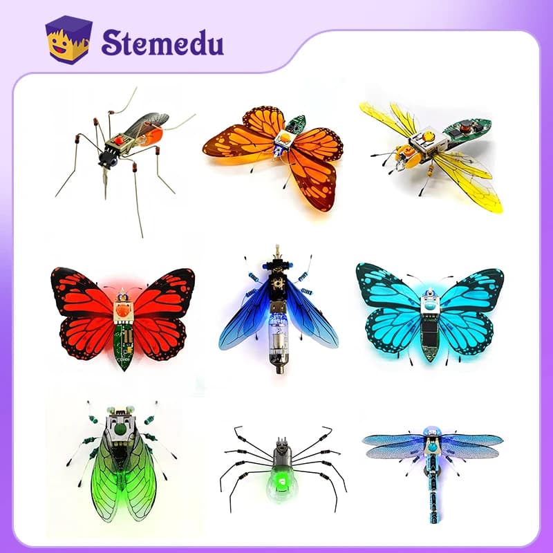 STEAM Giocattoli fai da te Robot Invenzione scientifica degli insetti Animale elettronico Educazione scolastica animatronica Kit robot non saldato per regalo per bambini
