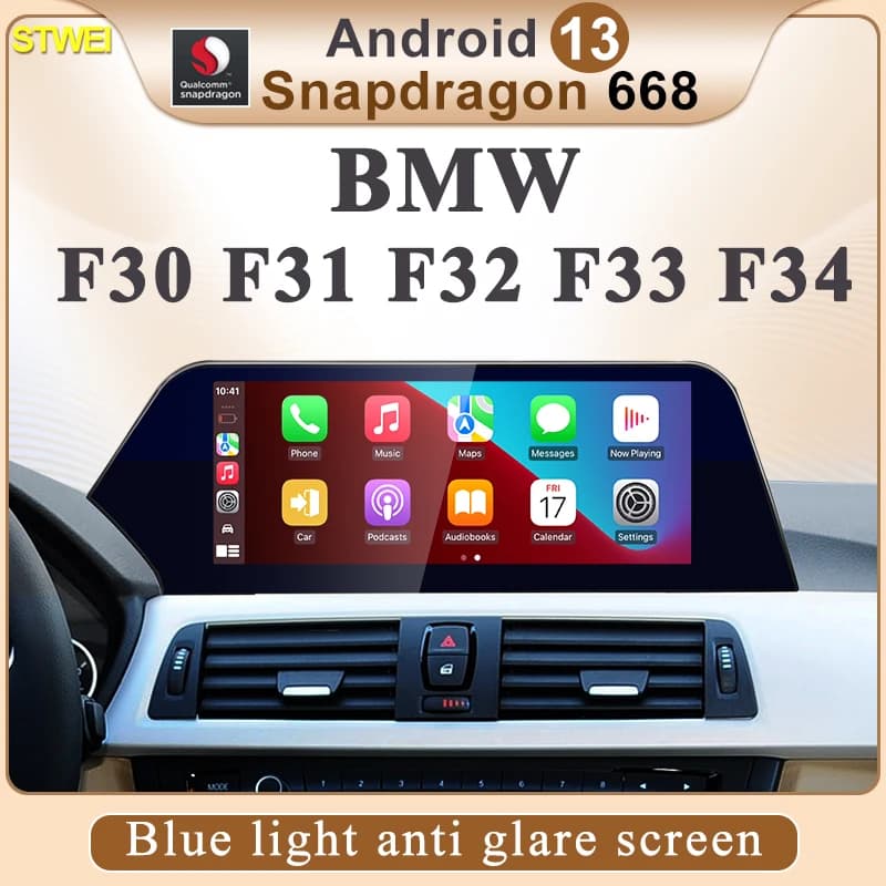 STWEI Android 13 Nuovo schermo a lama antiriflesso a luce blu adatto per BMW Serie 3 4Seires F30 F31 F32 F33 F34 F36 Multimedia per auto
