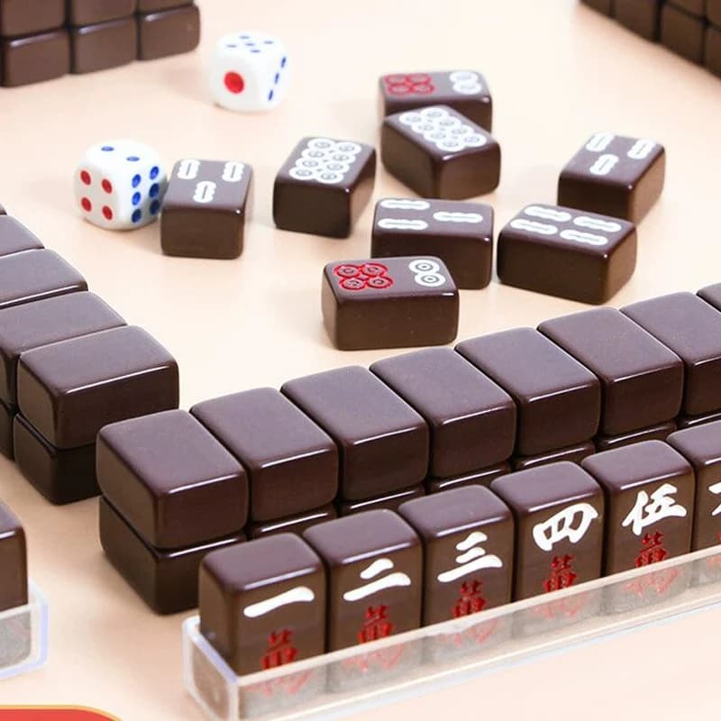Mini set di Mahjong protettivo, gioco da tavolo da Mahjong con piastrelle da 144 pezzi 20X14X10mm, gioco da tavolo per famiglie per feste di viaggio