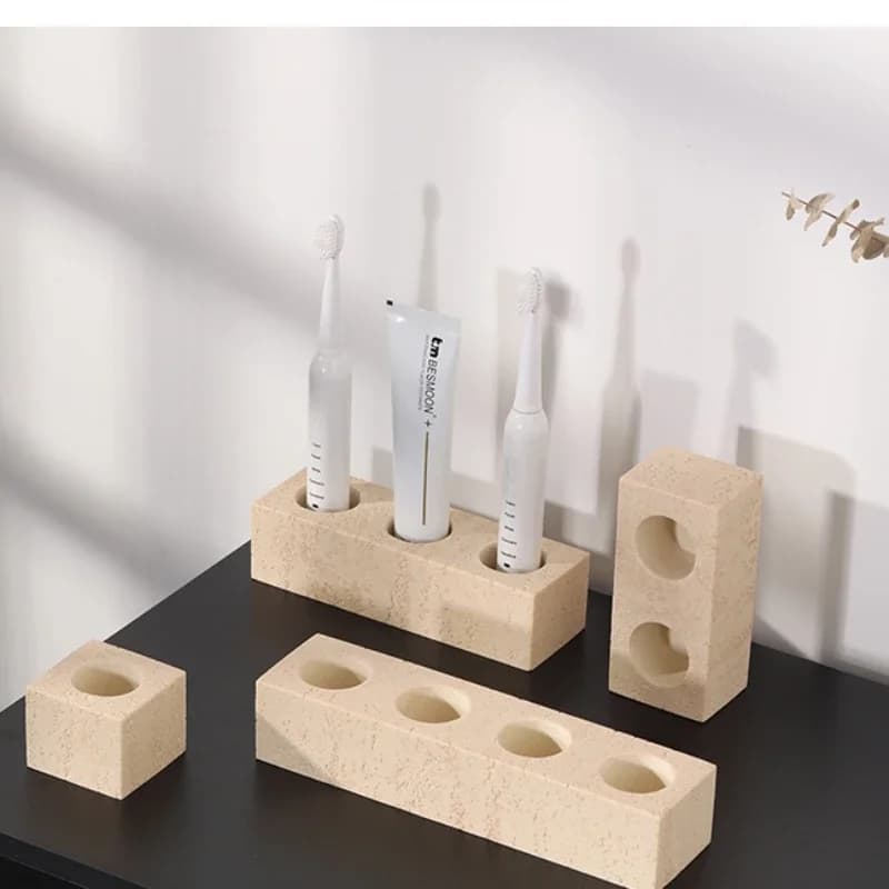 Wabi-sabi Wind Tunnel stone electric toothbrush holder Bathroom storage rack Light luxury advanced