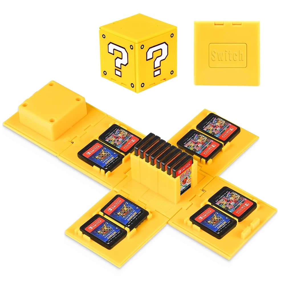 Custodia pieghevole per carte da gioco a 16 slot Scatola cubica per carte da gioco Switch Scatola di raccolta portatile Scatola di immagazzinaggio per carte da gioco Switch/Lite/OLED