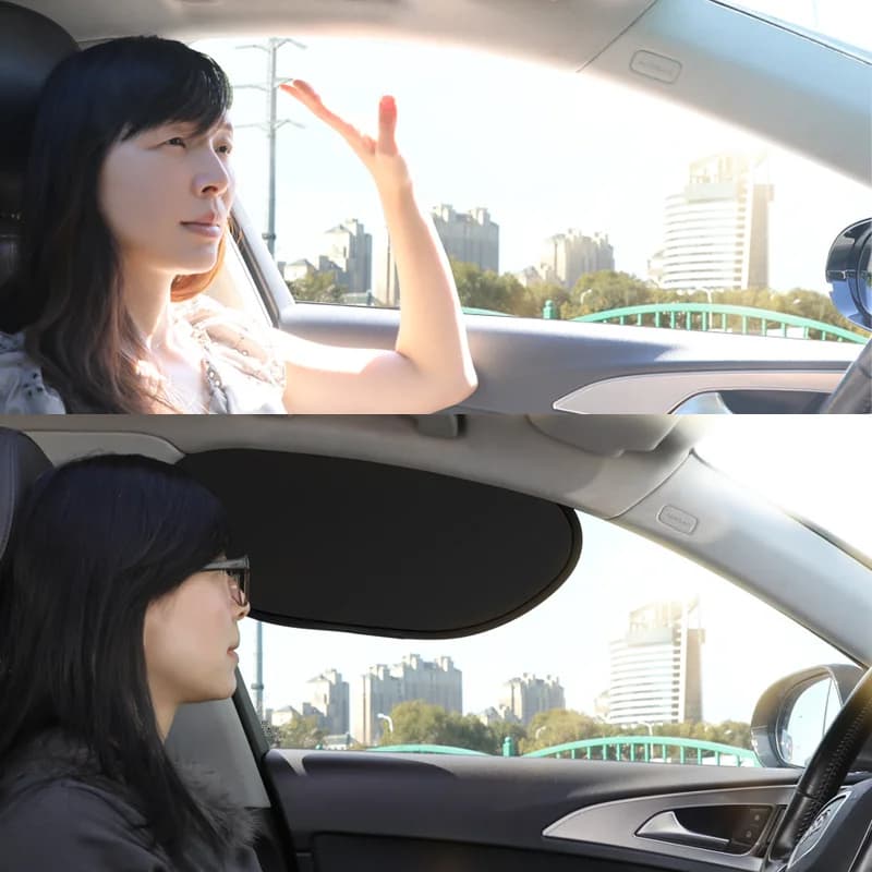 Parasole per auto – Adesione statica, senza tracce, isolamento termico e raffreddamento. Nessun blocco visivo per conducente e passeggero. Ideale per finestrini laterali.