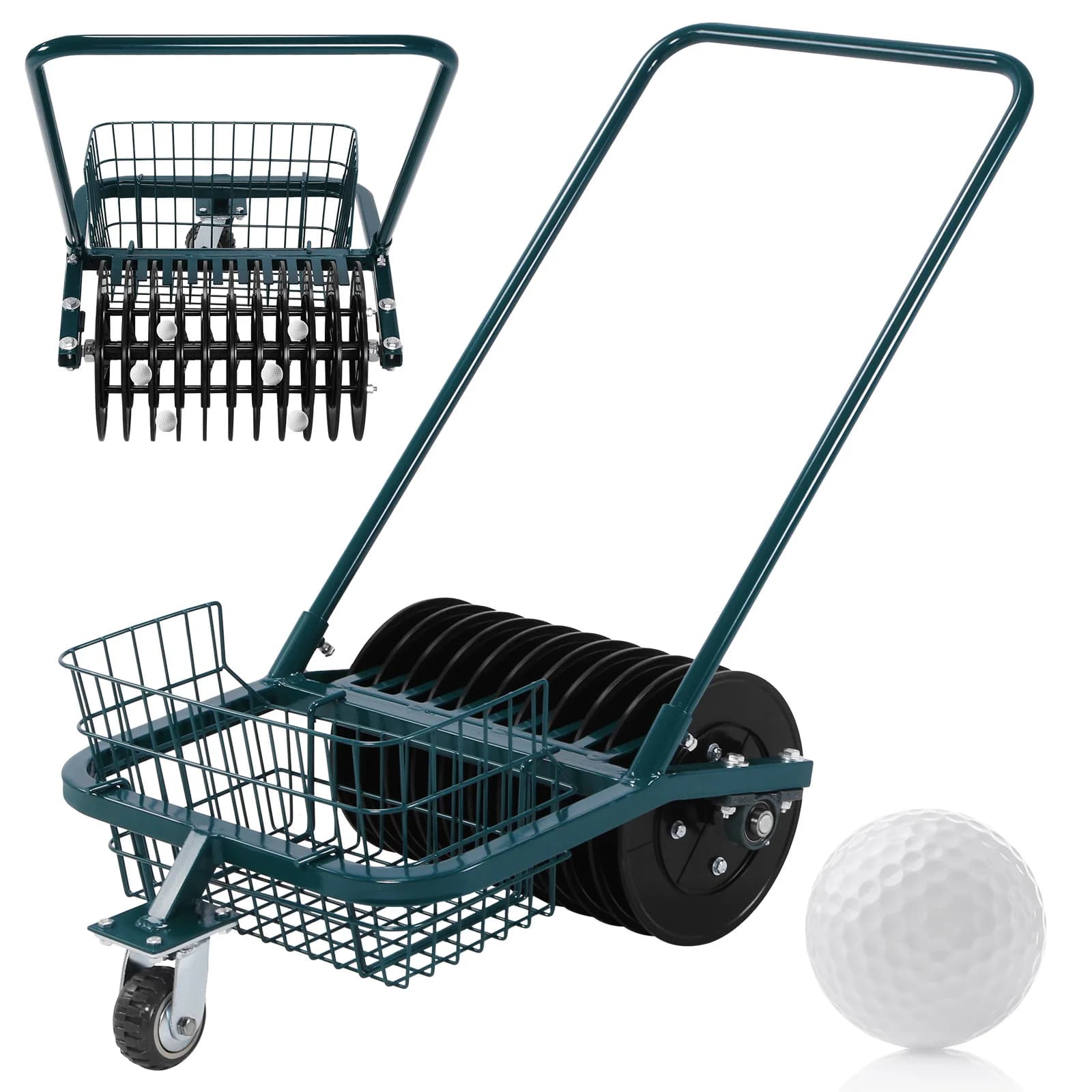 Carrello Raccoglipalline da Golf Senza Necessità di Piegarsi, Portapalline di Grande Capacità, Risparmio di Tempo ed Energia per Allenamenti e Pratica in Giardino