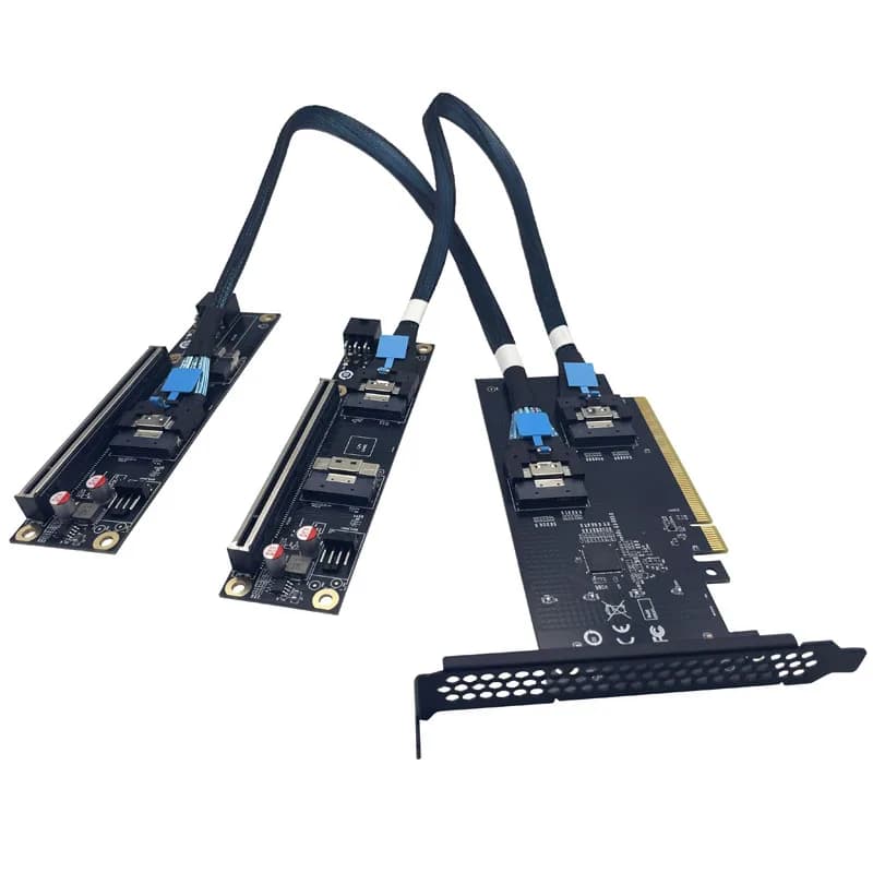 Scheda grafica GPU discreta Adattatore di estensione SSD U.2 Piastra base PCI Express 4.0 X16 a SlimSAS SFF-8654 8i Convertitore Riser Cavi