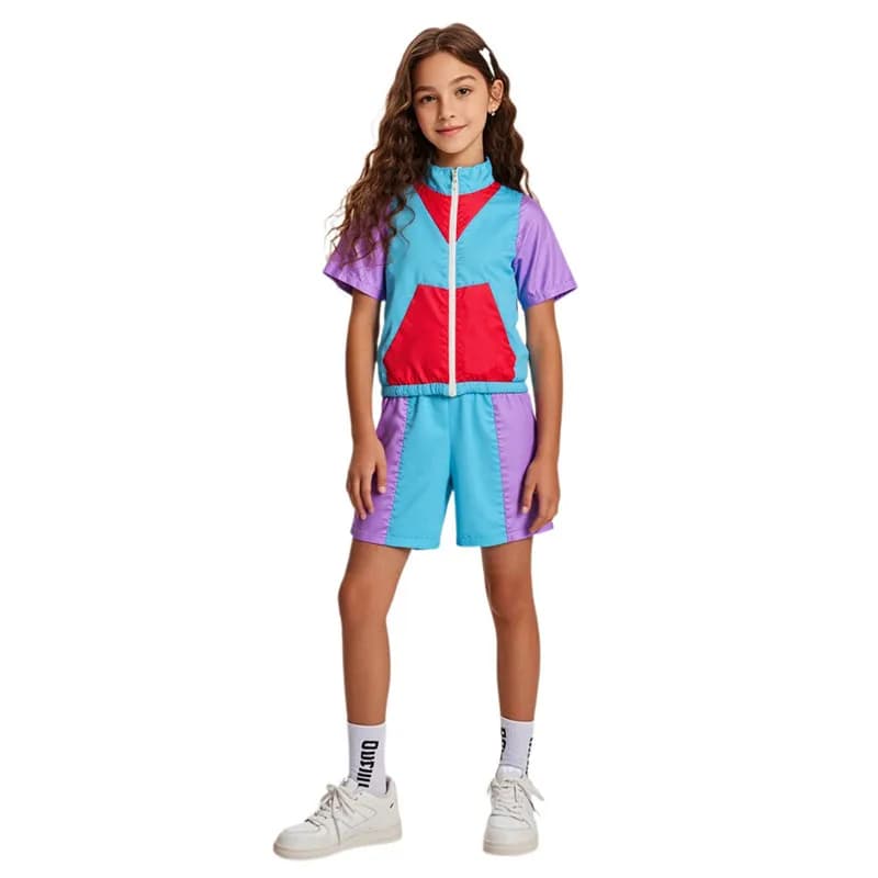 Abbigliamento sportivo da discoteca per bambini anni '80 e '90 Costume da ballo hip-hop Pantaloncini a maniche corte Set per spettacoli di ginnastica di spettacoli di festival