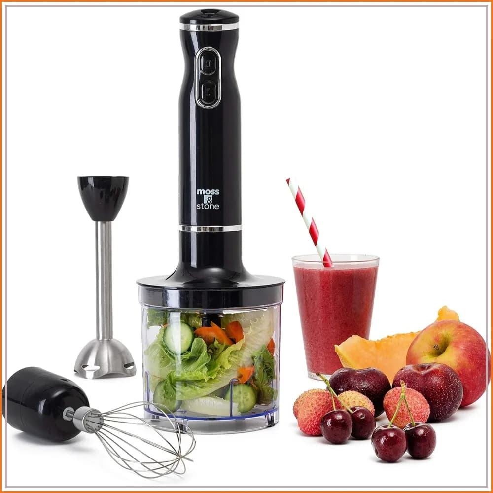 300W Immersion Hand Blender Set with Whisk and Chopper, Stainless Steel Shaft, 2-Speed Mixer