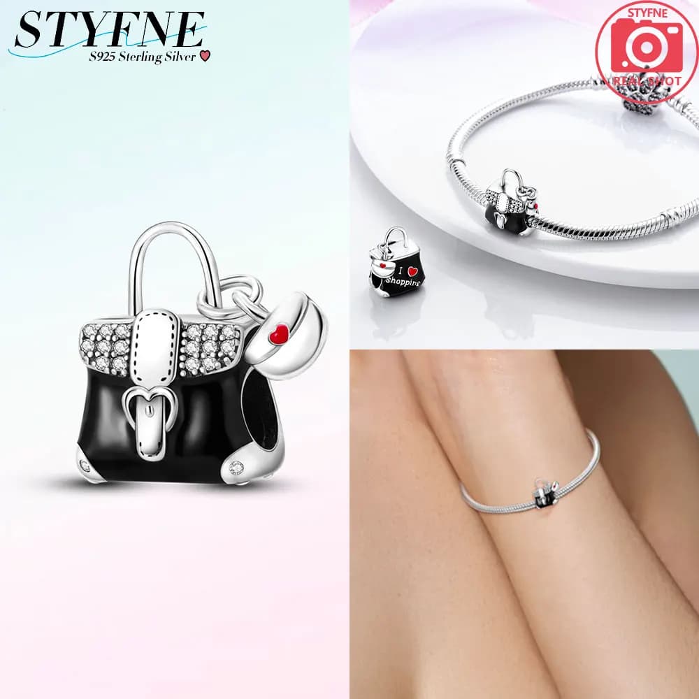 Squisiti pendenti per borse in argento sterling 925 placcato perline adatte originali 925 braccialetti con ciondoli perline gioielli regali raffinati per le donne