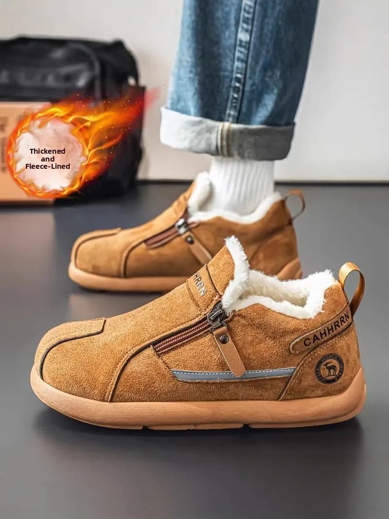 Stivali da Neve Invernali da Uomo, Foderati in Pile, con Pelliccia Integrata, Ispessiti, Resistenti al Freddo, Slip-On, Comodi e Casual