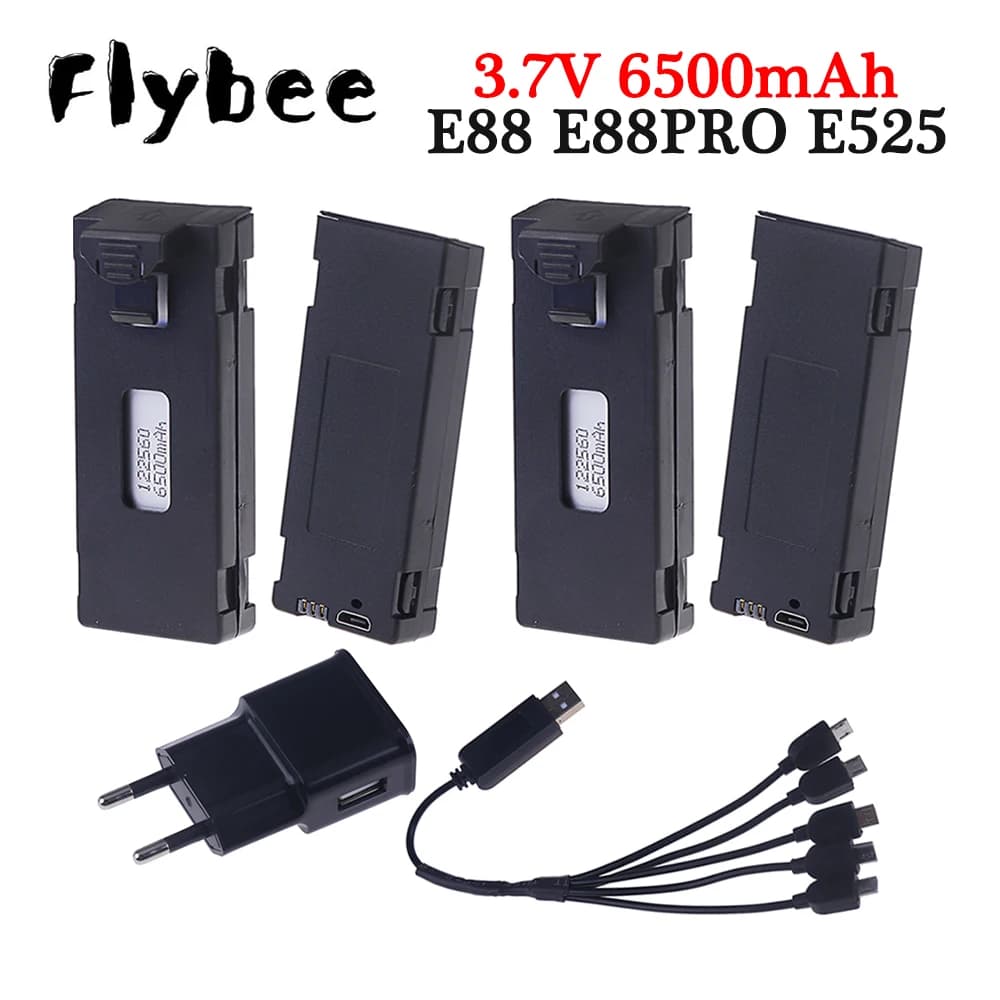 Batteria ricaricabile 3.7V 6500mAh un caricabatterie per RC Drone E88 E88PRO E99 E99PRO P1 K3 P10 A13 E525 RC Quadcopter parti batteria