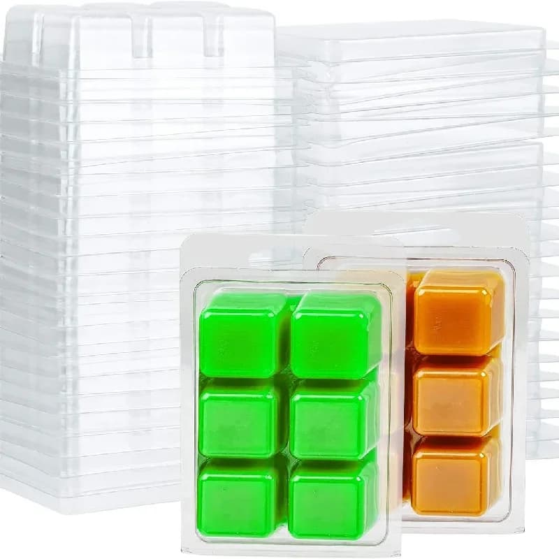 Stampi a conchiglie per fusione di cera fai-da-te da 50/100 pezzi, vassoio quadrato in plastica trasparente vuoto per candele per crostate di cera