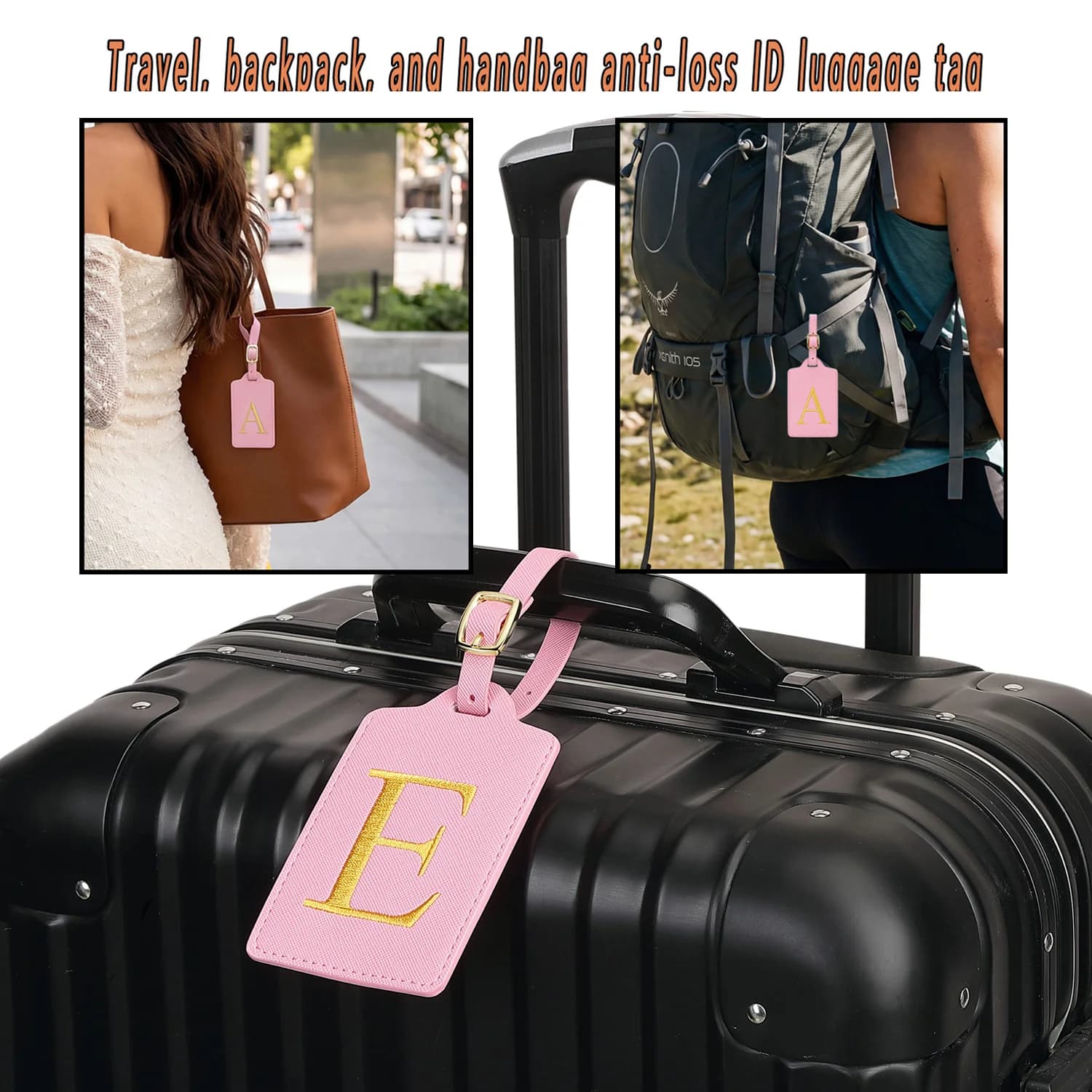 Etichette per Bagagli MIYIN con 26 Lettere, in Pelle PU, Protezione della Privacy, Accessori da Viaggio Essenziali, Rosa