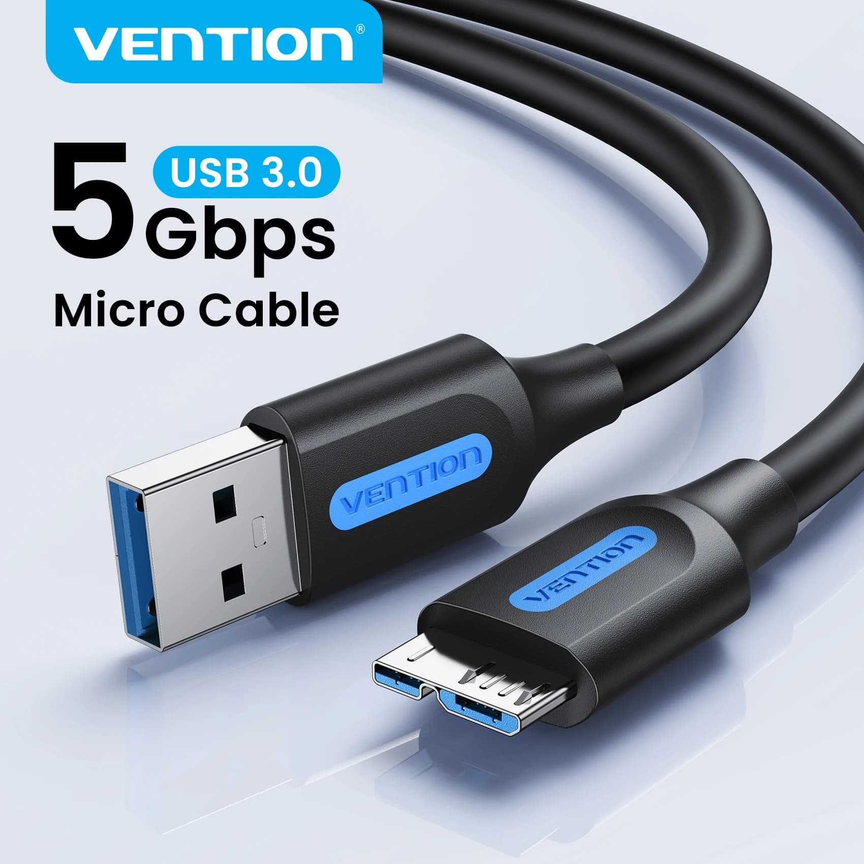 Vention Cavo Micro USB 3.0 Cavo dati per caricabatterie rapido 3A Cavi per telefoni cellulari per Samsung Note 3 S5 Toshiba Sony Cavo USB Micro B