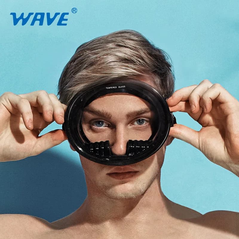 WAVE Mirror Mask with Water Surface Large Field Panoramic Dive Mirror Silicone Waterproof Snorkeling Mask Tempered Glass