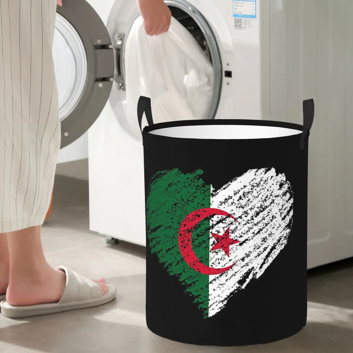 Cesto Pieghevole per Bucato con Bandiera dell'Algeria, Contenitore per Vestiti Sporchi e Giocattoli, Organizer per Casa