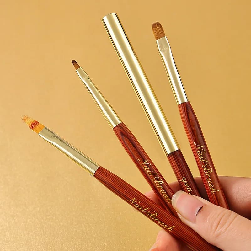 1/4 Pezzi Pennello Unghie Doppia Punta Oro, Pennello per Disegno, Pennello Liner, Penna per Pittura, Gel Polish, Strumenti per Nail Art Cristallo, Manicure Unghie