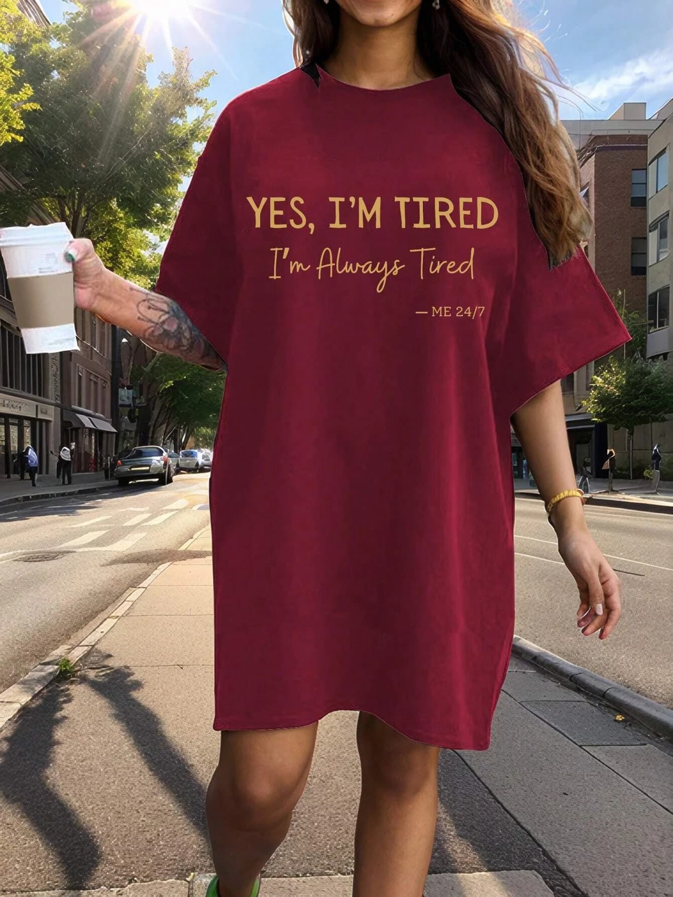Summer Plus Size Women's Fashionable Dress Letter Design Pattern Printed Short Sleeved Round Neck High Quality T-shirt Dresses