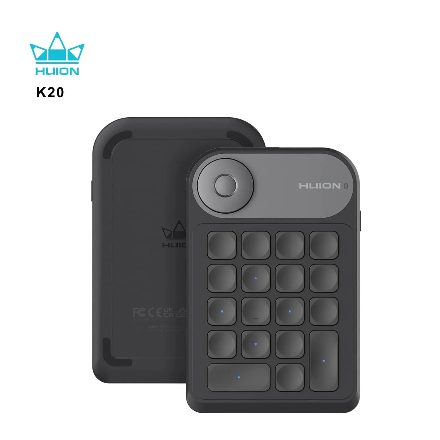 Huion K20 Keydial Mini Keyboard – 18 Keys + Dial Controller for Drawing Tablets, PCs, & Phones (Upgraded Version)
