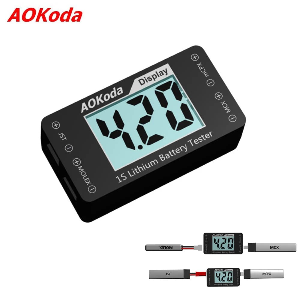 AOKoda AOK-041 1S Tester Batteria Al Litio Indicatore per Controllore Per JST MOLEX mCPX MCX Spina Connettore Tensione Della Batteria