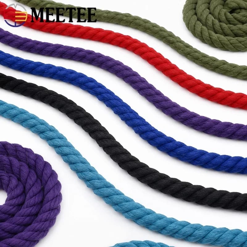 2-5M 8mm Cotton Twisted Cord Three Strand Braided Rope for Bag Drawstring Handle Home Decor Macrame DIY Basket Weaving Material