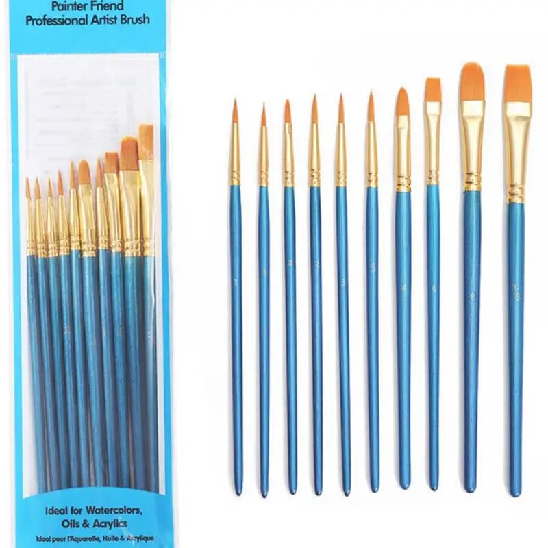 10 pieces Set Of BrushesDigital Oil Painting Diy Filling Paint Brushes Acrylic Gouache Brush Round Tip nylon Hair Painting Brus