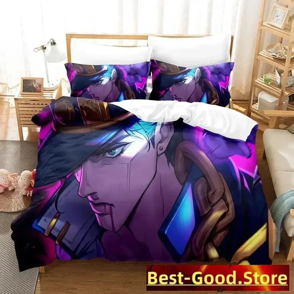 Set di Biancheria da Letto Jojo Bizarre, Copripiumino Stampato, Set Completo con Federe, per Letto Matrimoniale, Queen o King Size