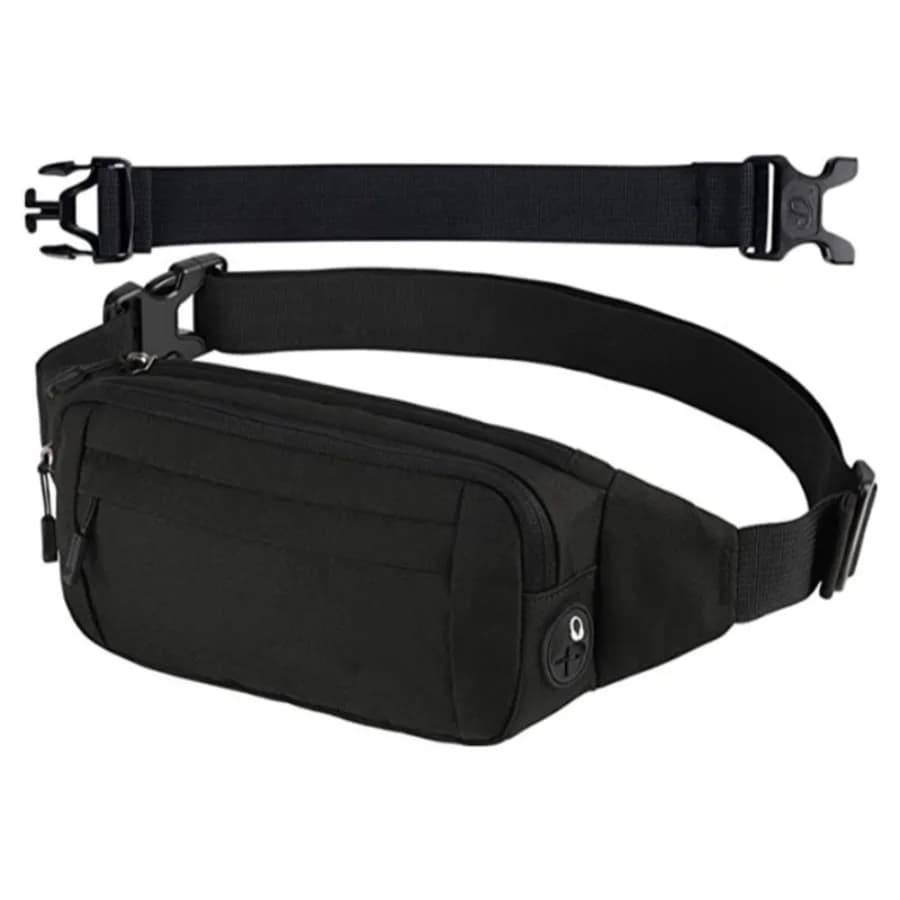 【Nuovo arrivo】 Marsupio regolabile nero in nylon resistente all'acqua per corsa, escursionismo e viaggi