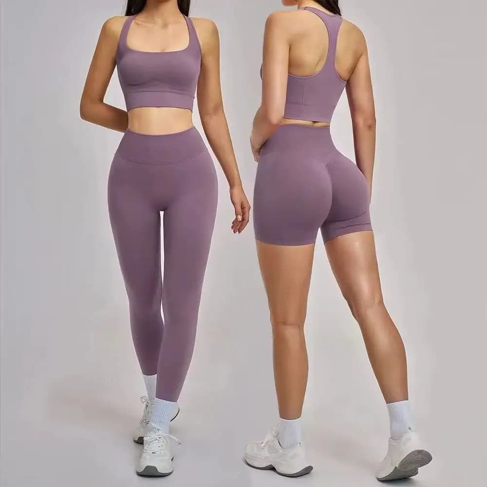 Yoga Set 2 Pieces for Women, Sporty Set without Sewing, Gym Clothing, Top Corto and High Waist Leggings, Fitness Bra Sets, Sports Equipment