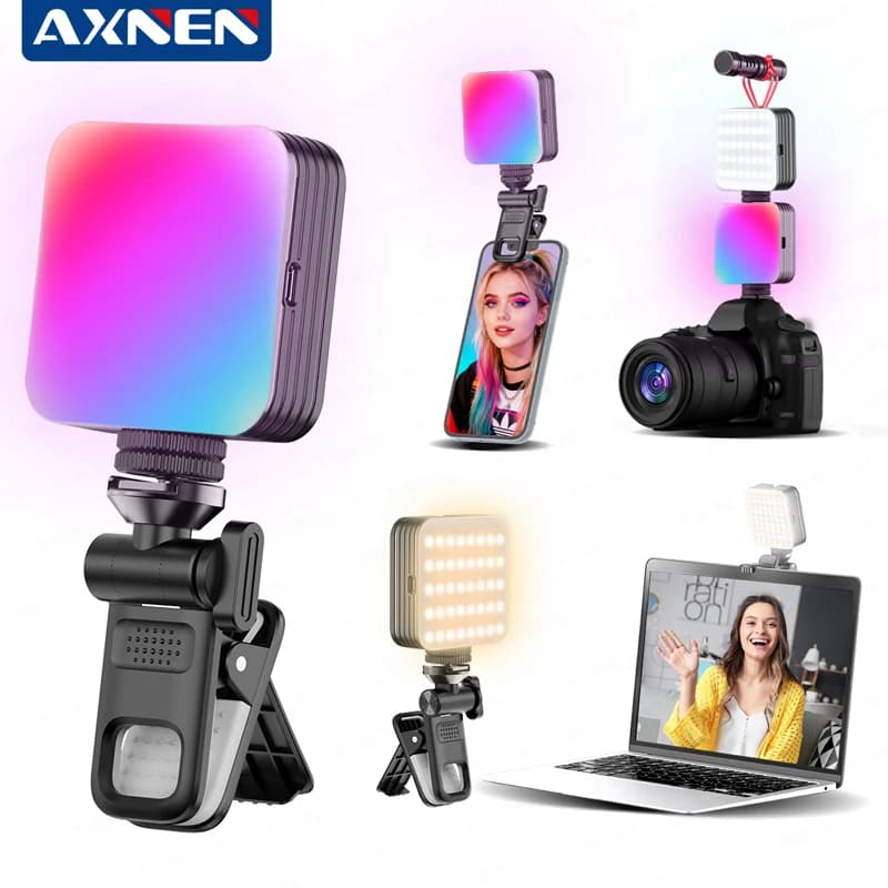 D12 D12S Luce video ricaricabile Clip portatile tascabile LED Selfie Luce di riempimento 2000mAh per fotocamera del telefono Laptop Tablet Lampada RGB