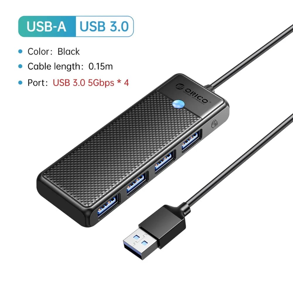 Adattatore USB 4 Porte, Splitter USB 3.0 ad Alta Velocità, Hub USB 3.0 4 in 1, Connettore per Trasferimento Dati, Espansore Porte USB per Disco Rigido