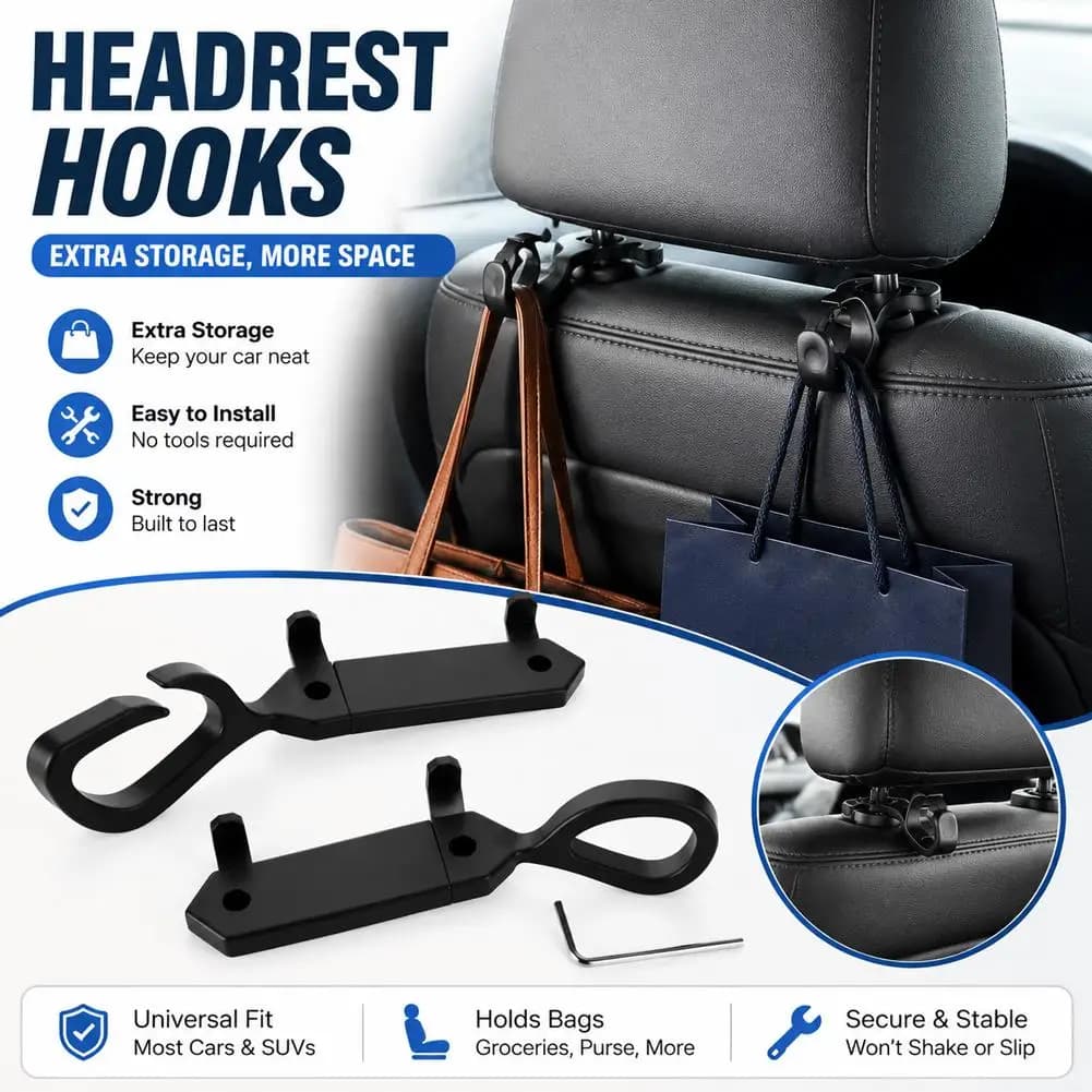 Car Seat Belt Organizer Headrest Hook Dual Purpose Storage Hanger Anti-Tangle Seatbelt Holder for Auto Interior Accessories