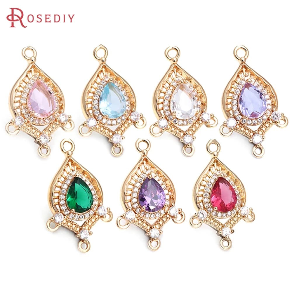 6PCS 18K Gold Color Drop Shape Earrings Connect Charms Women's Earrings High Quality Diy Accessories Rosediy official-website