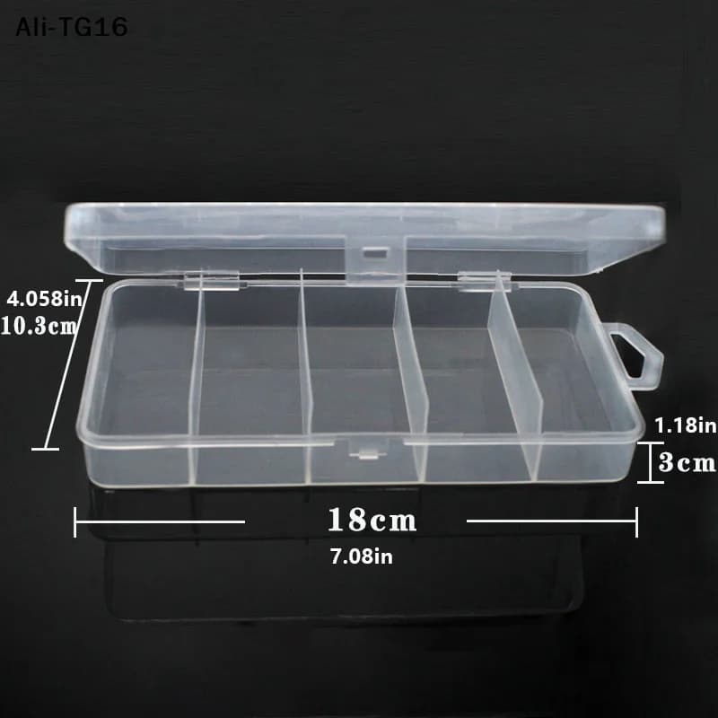 daTG16 da1 Piece Transparent Box for 5 Fishing Equipment Parts, Durable Organizer for baits and tools, Waterproof Container for fishing hooks and baits