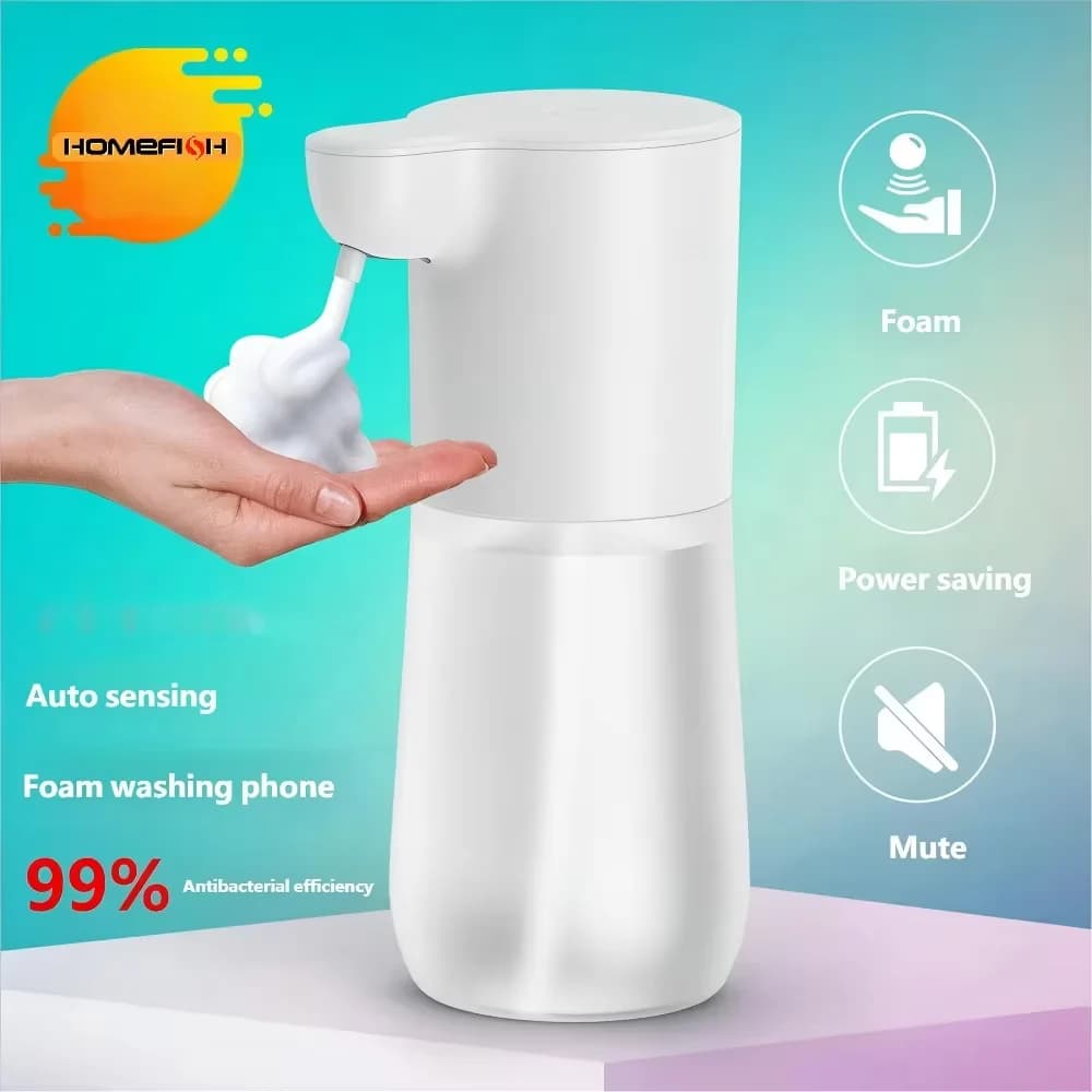 Dispenser di Schiuma Automatico Smart HOMEFISH con Sensore, Dispenser di Sapone Senza Contatto a Infrarossi, Ricarica Type-C, Alta Capacità