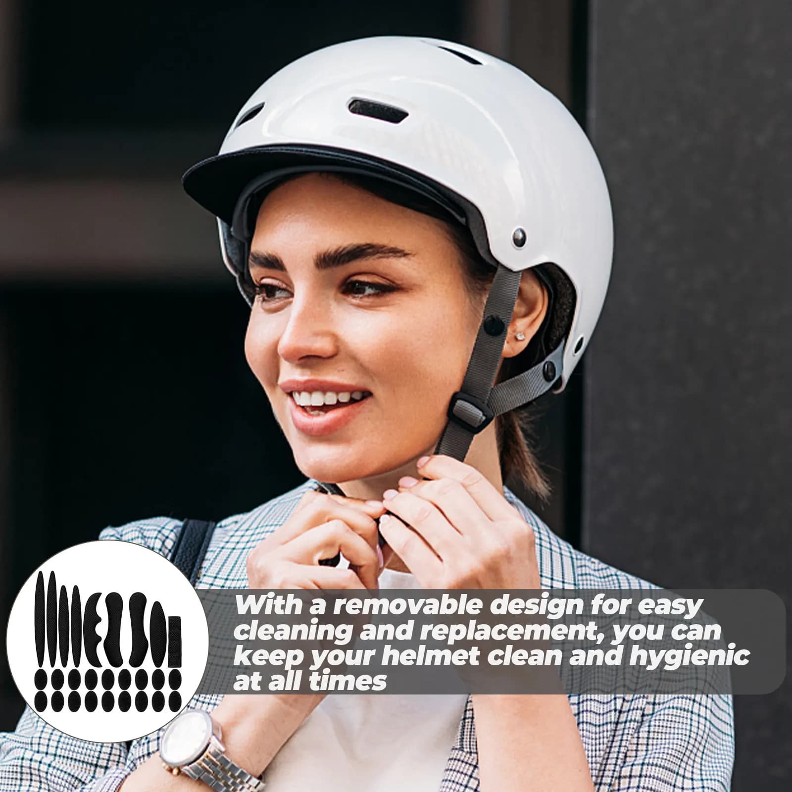Set di 1 Imbottitura in Spugna Assorbente agli Urti, Fodera Interna in Schiuma Densa per Caschi da Bici, Moto e Biciclette Elettriche, Rimovibile