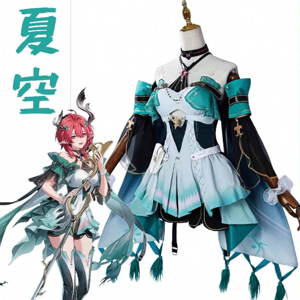 Wuthering Waves Ciaccona Costume Cosplay Parrucca uniforme Multi ornamenti Calzini Copricapo Set Abiti da festa Halloween per le donne