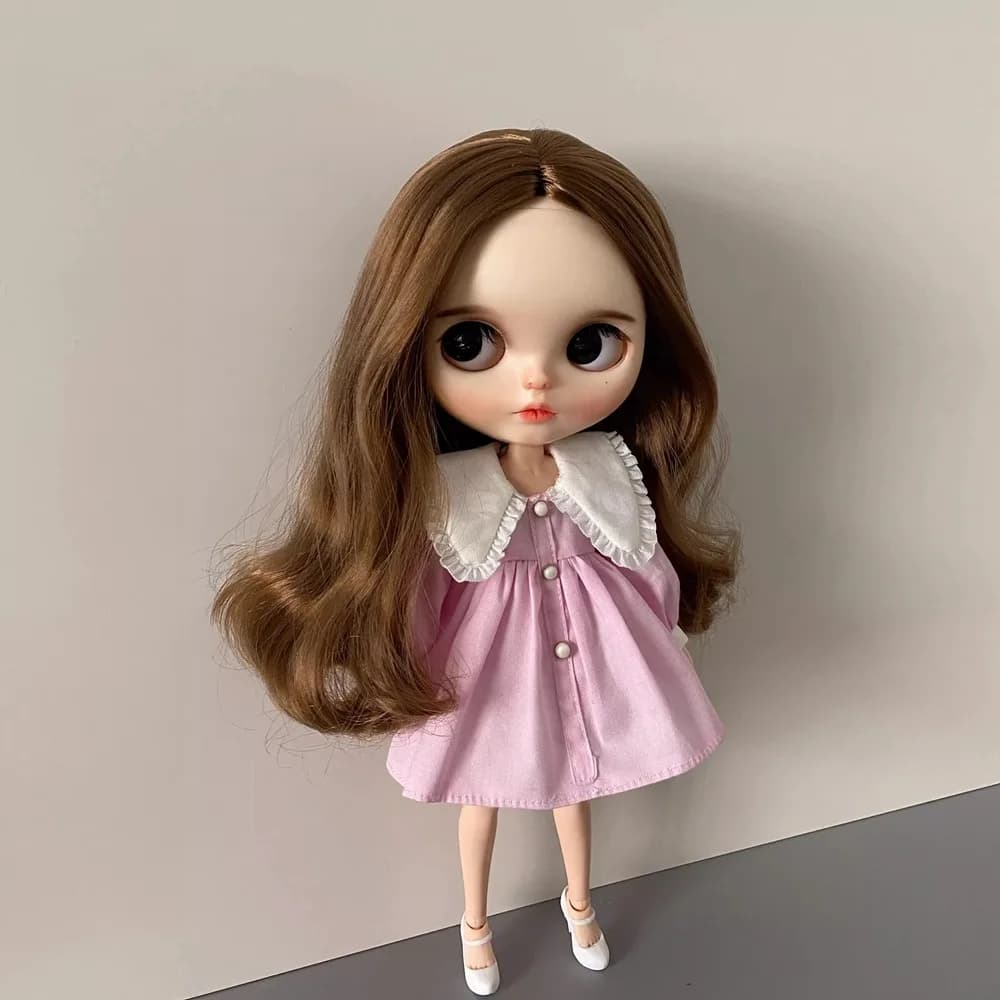 Fashion Lapel Collar Dresses Casual Wears Elegant Doll Princess Dresses DIY Accessories Kids Toys for Blythe Dolls