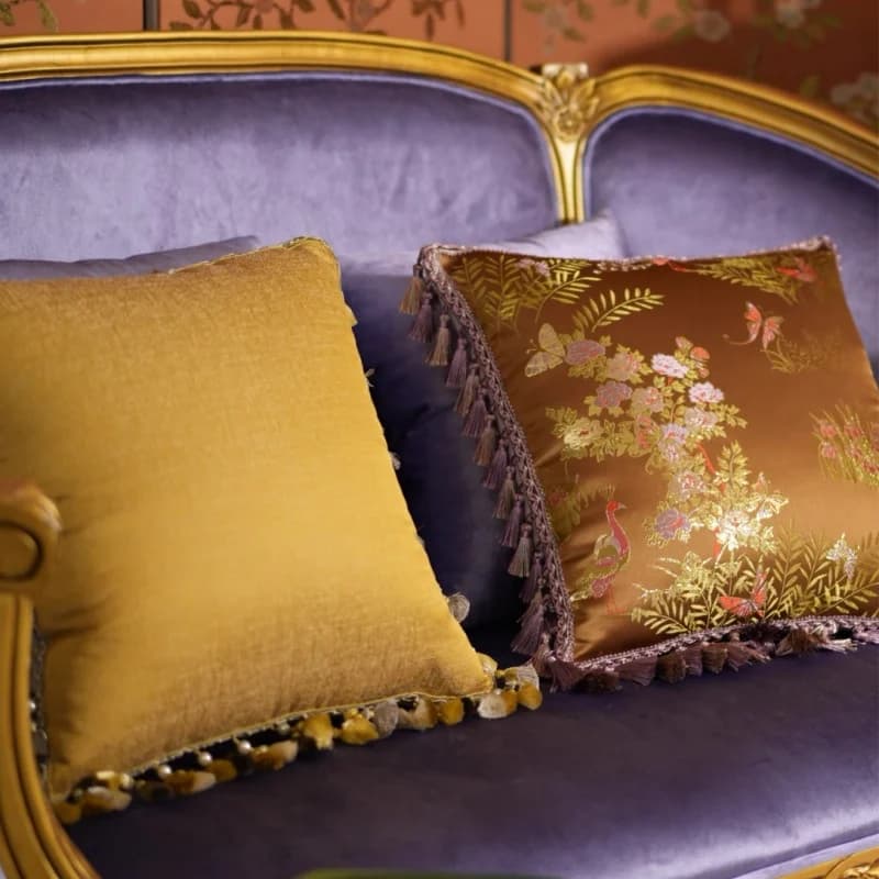 Retro Chinese Golden Pillow Luxury Cushion Case Tassel Decorative Pillow Cover For Sofa Chair Home Decorations