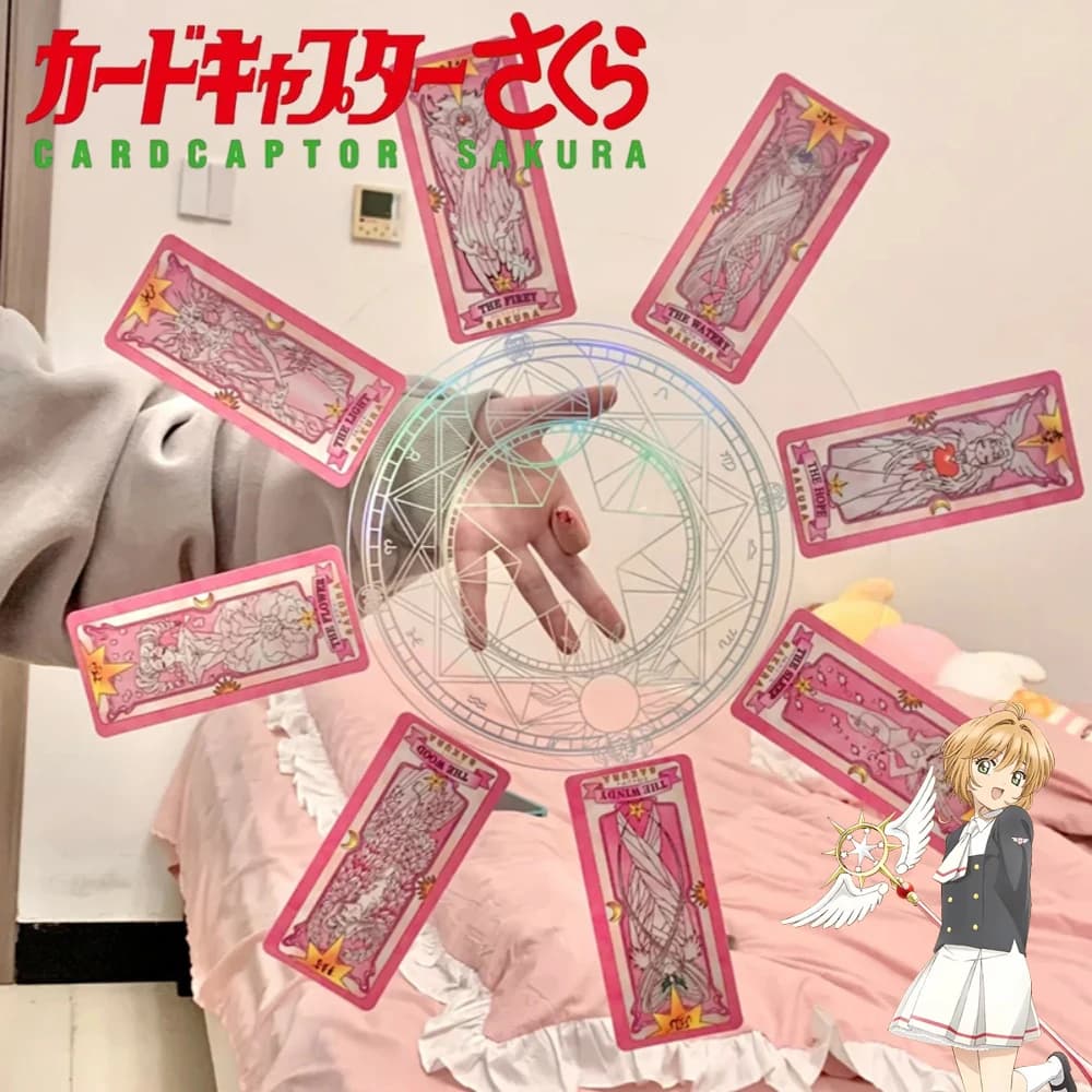 Anime Card Captor Sakura Kinomoto Sakura Cosplay Cerchio magico Clow Card Tarocchi Giradischi Fashion Party Prop